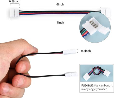 Buy LED Strip Connector 4 Pin, Solderless RGB Connector, L Shape and ...