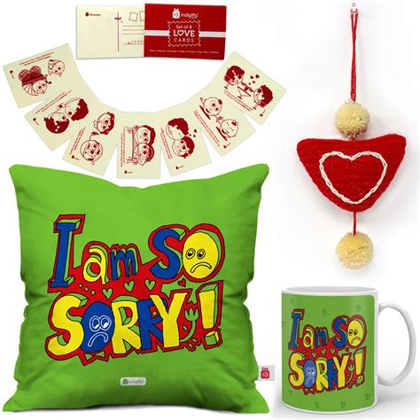 Buy Indigifts Valentines I Am So Sorry Quote Doodle Lettering Green ...