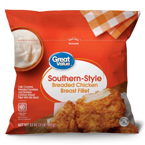 Great Value Fully Cooked Southern Style Chicken Breast Fillet, 32 ...