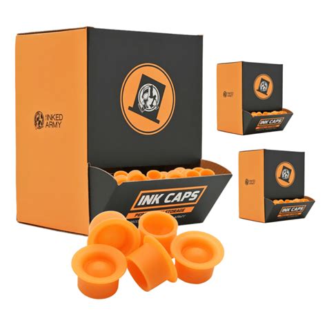 THE INKED ARMY - Silicone Ink Caps - Sterile - Orange - 3 Boxes (150 ...