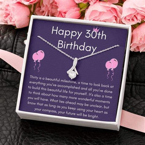 Unique 30th Birthday Gift For Female - Pure Silver Necklace Gift Set ...