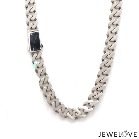 Jewelove™ Chains 22 inches Platinum Heavy Double Side Hi-Polish & Matte ...