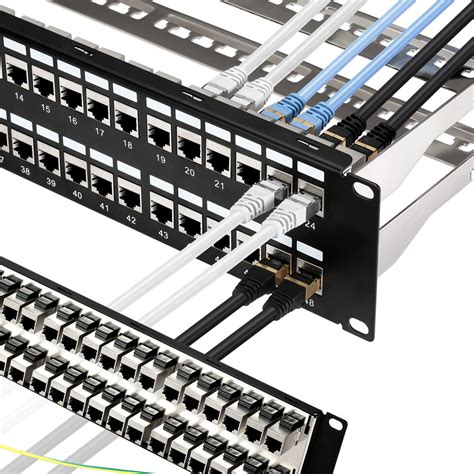 Rapink Patch Panel 48 Port Cat6A with Inline Keystone 10G Support, Coupler Patch Panel STP ...