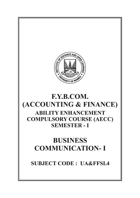 BAF Business Communication Sem I - F.Y.B. (ACCOUNTING & FINANCE ...