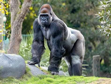 Powerful Silverback Gorilla Standing Tall in Natural Habitat | Premium AI-generated image