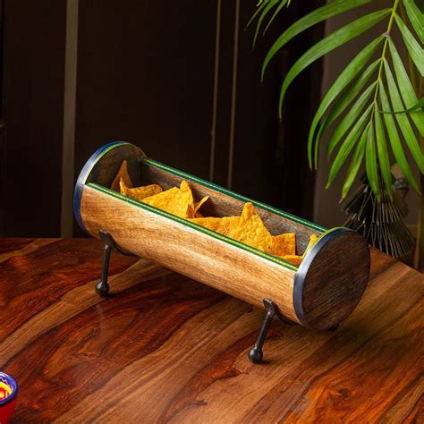 Buy ExclusiveLane 'Lunar Barrel' Handpainted Cylindrical Wooden Serving ...