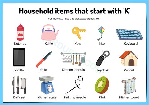 Household Items that Start with K - Things that Start with K