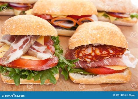 Ciabatta bread sandwiches stock image. Image of healthy - 38314755