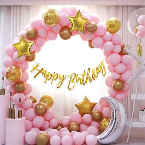 Buy HOUSE OF BANTER Gold&Pink Birthday Decorations For Girls, Kids ...