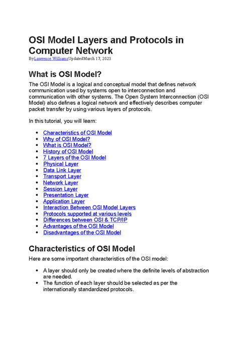 OSI Model Layers and Protocols in Computer Network - OSI Model Layers ...