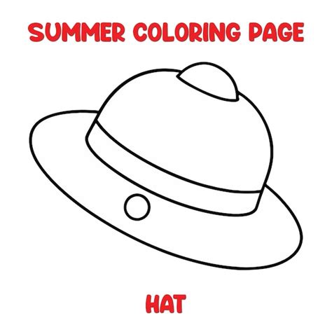 Summer hat coloring page for kids | Premium Vector