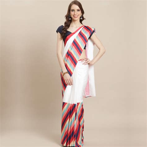 Jazzy White Colored Casual Wear Printed Crepe Saree