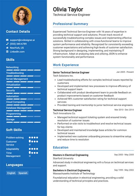 Technical Service Engineer Resume Example for 2026: Strategies & Templates - CVDesigner.ai
