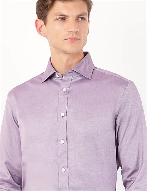 Buy Pure Cotton Self Design Spread Collar Shirt at Marks & Spencer