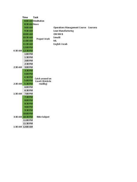 Time Matrix Worksheet 的图像结果