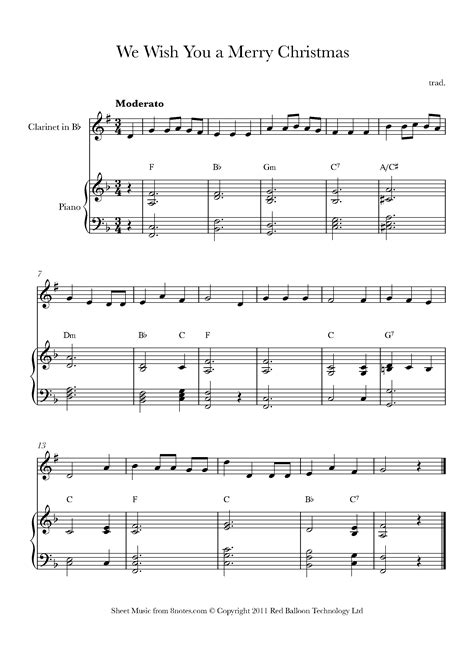 We Wish You a Merry Christmas Sheet music for Clarinet - 8notes.com