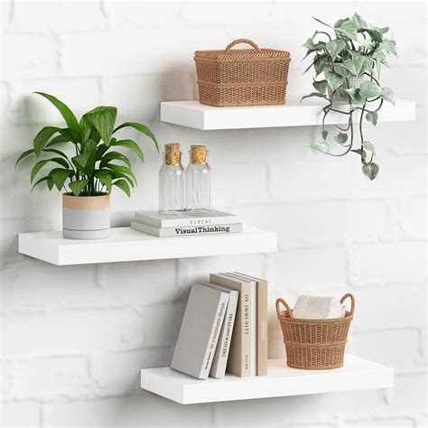 Snapklik.com : White Floating Shelves For Bedroom Books Set Of 3, Small ...
