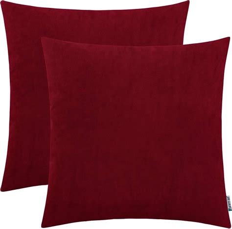 Amazon.com: HWY 50 Burgundy Red Velvet Throw Pillow Covers 22x22 Inch ...