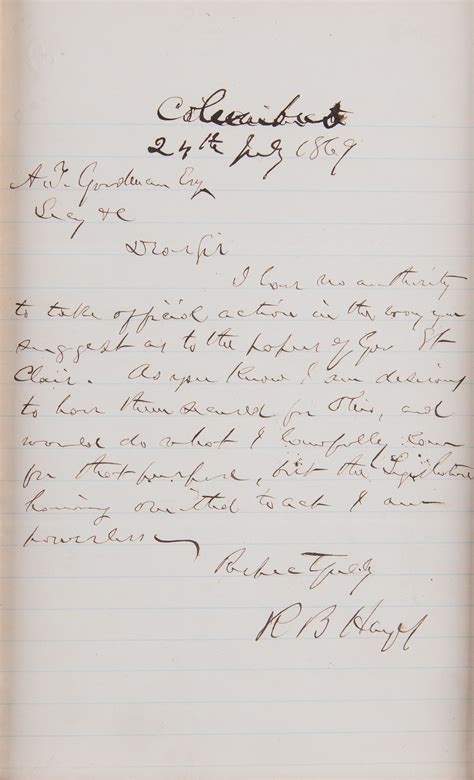 Rutherford B. Hayes Autograph Letter Signed on Arthur St. Clair | RR