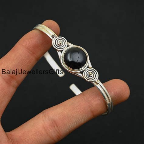 Black Onyx Bangel, Beautiful Bangle, 925 Sterling Silver, Handcrafted ...