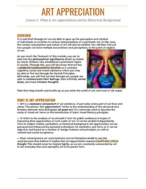 ART APP Notes L1 - Art Appreciation Lesson 1 - ART APPRECIATION Lesson ...