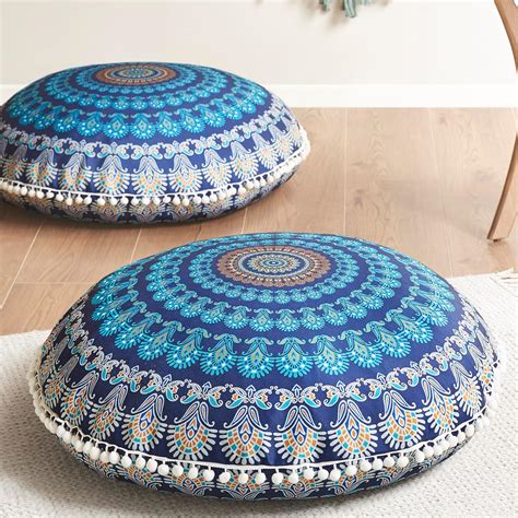 Amazon.com: Codi Meditation Floor Pillow Set of 2, Round Large Pillows ...
