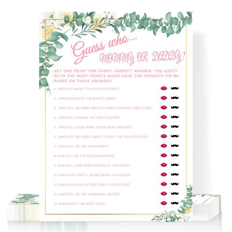 Buy Mommy or Daddy Guess Who Game Greenery Baby Shower Games for Girls ...