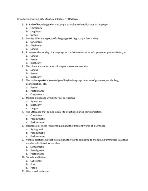 Introduction to Linguistics Module 2 Chapter 1 Reviewer - Introduction to Linguistics Module 2 ...