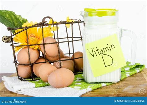 Fresh Milk with Vitamin D and a Basket of Brown Eggs Stock Image ...