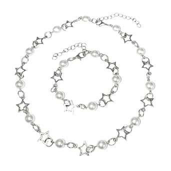 SANNIDHI® 2pcs Necklace Set for Women Girls Stylish Pearl Star Pendant ...