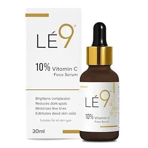 LÉ9 Skin Brightening 10% Vitamin C Face Serum with 99.9% Purity for ...