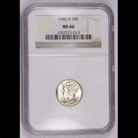1945-D Dimes Winged Liberty Head or Mercury NGC MS-66 - Hertel's Coins Inc.