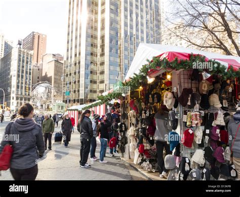 Holiday Christmas Market at Columbus Circle, NYC Stock Photo - Alamy