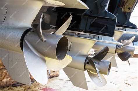Premium Photo | The stern of the boat standing in a dry dock on ...