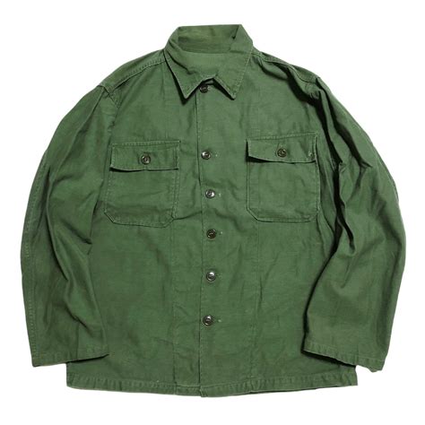 50s US ARMY コットンサテン シャツ 1st 筒袖 【L】ファティーグ ユーティリティー | BACK IN THE DAYZ.