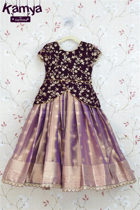 Embroidered velvet blouse with soft tissue lehenga – karthika design studio