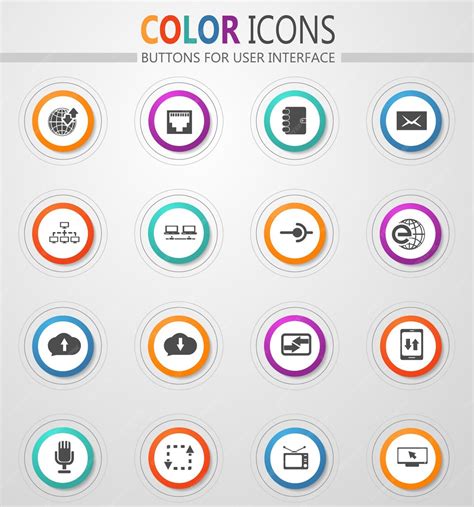 Icônes de communication sur des boutons blancs ronds avec des traits de ...