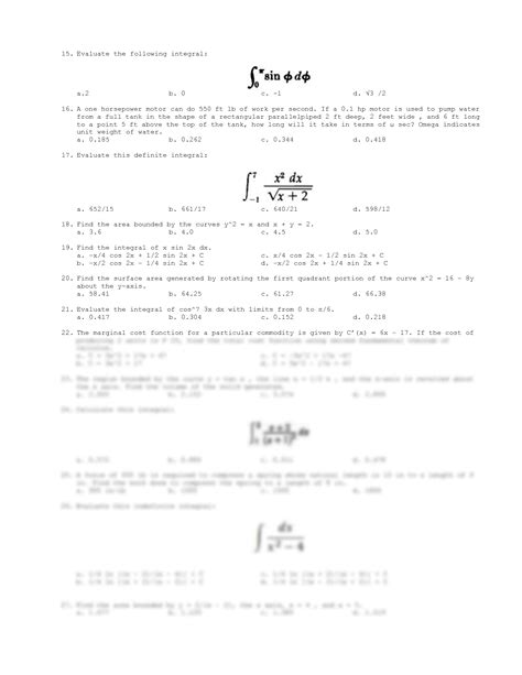 Image result for Integral Sample Problems