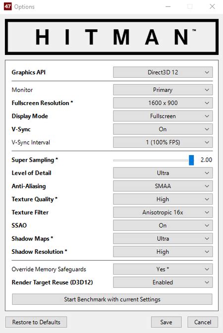 Image result for Hitman Code 47 PC Settings