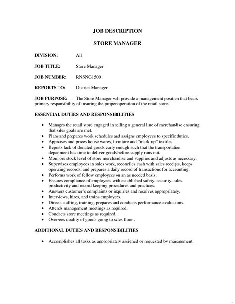Image result for Retail Manager Job Description Sample
