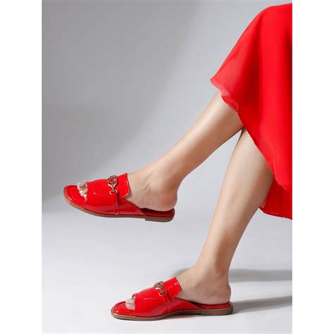 Buy ELLE Red Women's Stylish Slip-On Flats with Embellishment Online