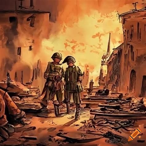 Illustration of World War II on Craiyon
