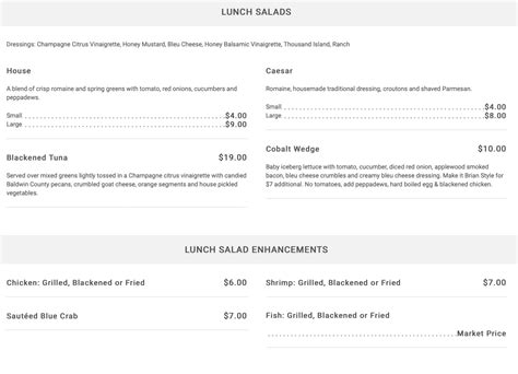 Cobalt, The Restaurant Orange Beach, AL Menu (Updated: July 2024)