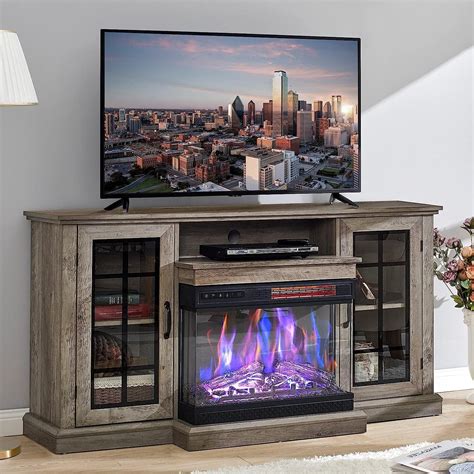 Amazon.com: Breezestival 59'' Fireplace TV Stand for TVs up to 65", Entertainment Center with 3 ...