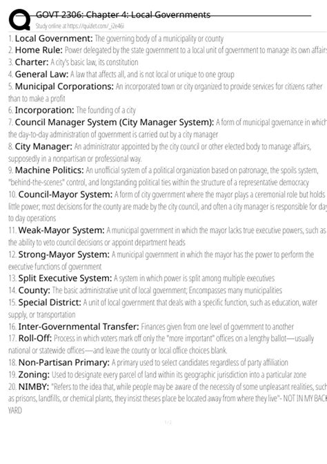 GOVT 2306: Chapter 4: Local Governments Exam Questions and Answers 100% ...