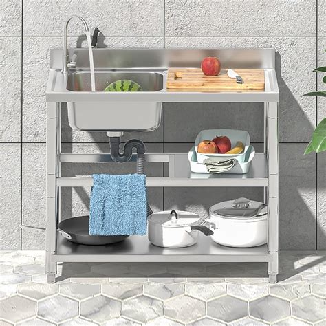 Outdoor Sink with Workbench,Utility Laundry Portable India | Ubuy