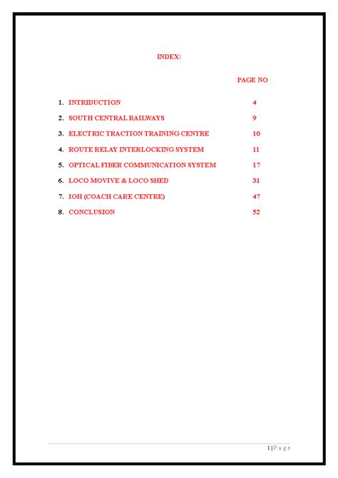 Railway report ece mech eee - INDEX: 1. INTRIDUCTION PAGE NO 2. SOUTH ...