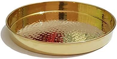Pure Source India 10 inch Brass Hammered Design Thali Set, Heavy Brass ...