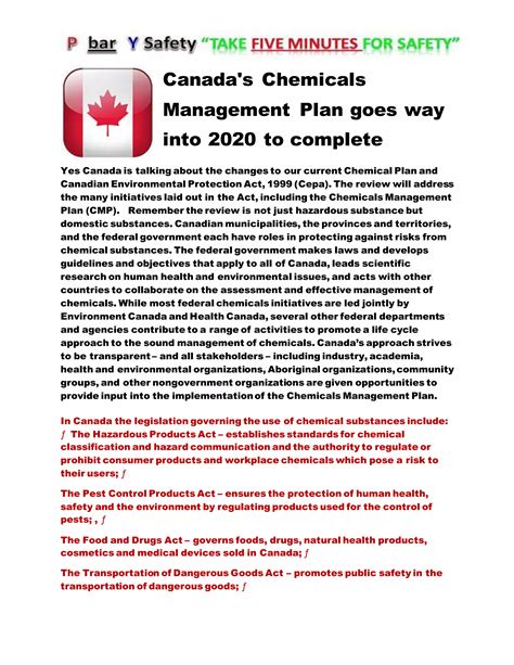 Canada Chemicals Management Plan at Lincoln Fenner blog