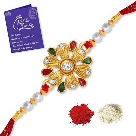 Sukkhi Rakhi Impressive Kundan Designer Gold Plated Premium Rakhi for ...